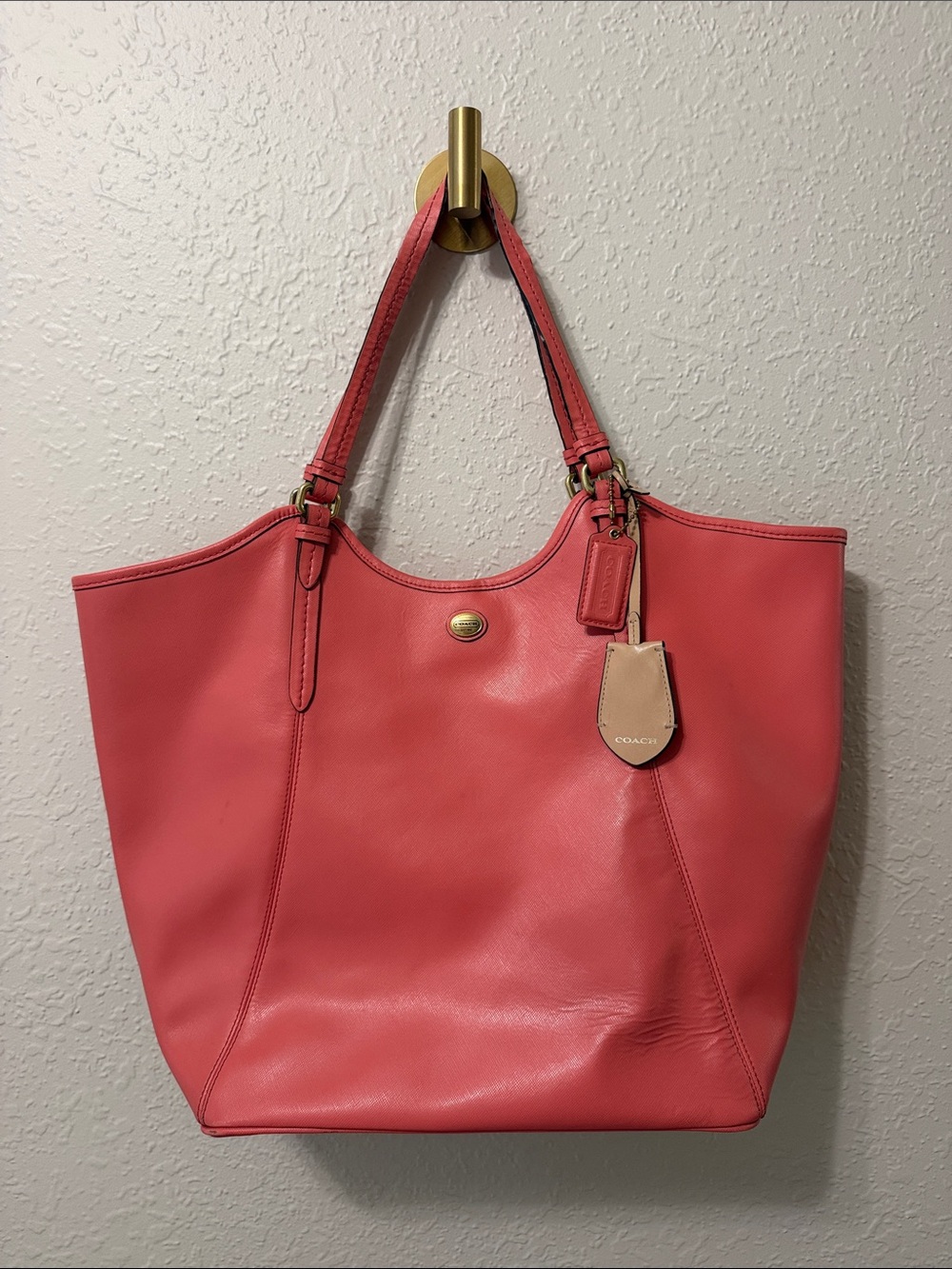 Coach Coral Peyton Saffiano Leather Tote Bag